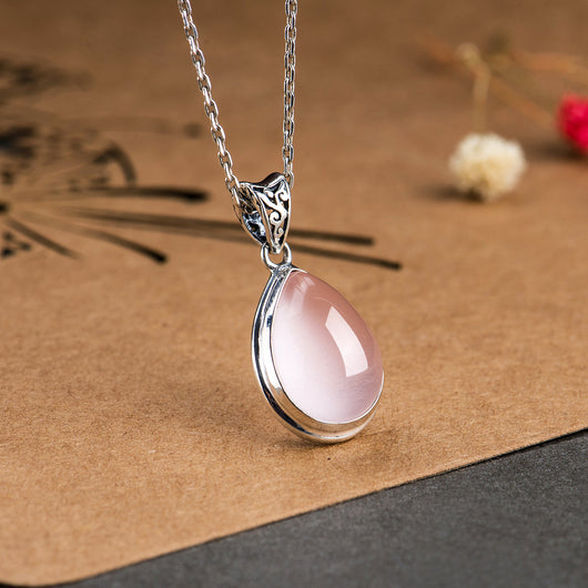 Collar Clavícula Plata 925 con Cuarzo Rosa Gota Brillante - Image 10