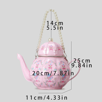 Bolso Vintage con Cadena de Perlas y Estampado Floral Retro - Image 9