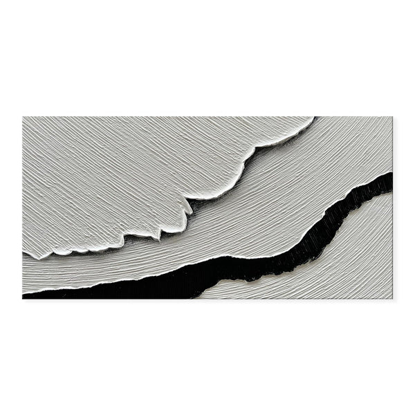 Cuadro Abstracto Olas del Mar en Blanco y Negro - Pintura al Óleo Texturizada Hecha a Mano - Image 5