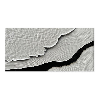Cuadro Abstracto Olas del Mar en Blanco y Negro - Pintura al Óleo Texturizada Hecha a Mano - Image 5