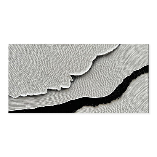 Cuadro Abstracto Olas del Mar en Blanco y Negro - Pintura al Óleo Texturizada Hecha a Mano - Image 5