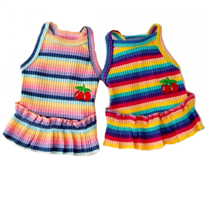 Vestido Princesa a Rayas con Estampado de Cereza para Mascotas - Image 3