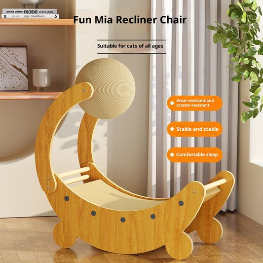 Tabla Rascadora para Gatos con Forma de Luna y Pelota Interactiva