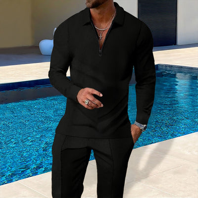 Traje Casual Completo para Hombre con Textura Waffle y Cierre - Image 14