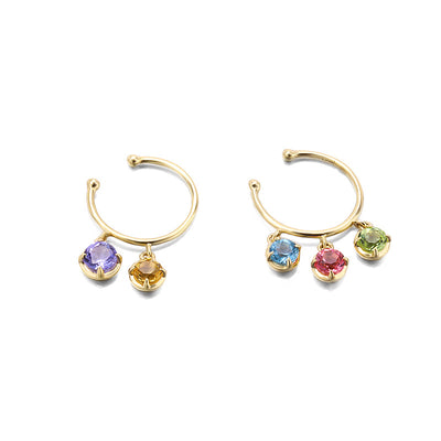 Aretes de Oro 9K con Cristal Natural y Piedras Preciosas - Image 8