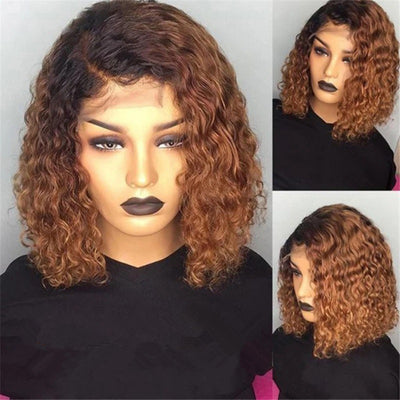 Peluca Rizada Africana Teñida con Cabello Corto y Rizado para Mujer