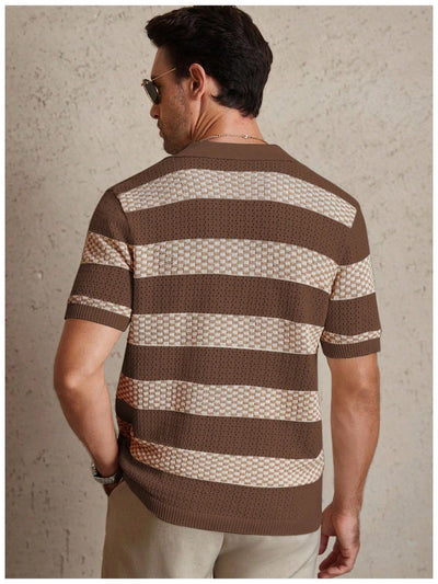 Polo Manga Corta Tejido a Rayas para Hombre - Image 14