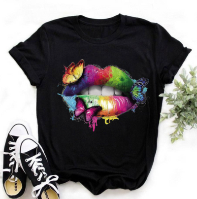 Blusa Estampada con Leopardo y Labios - Estilo Western Casual para Mujer - Image 51