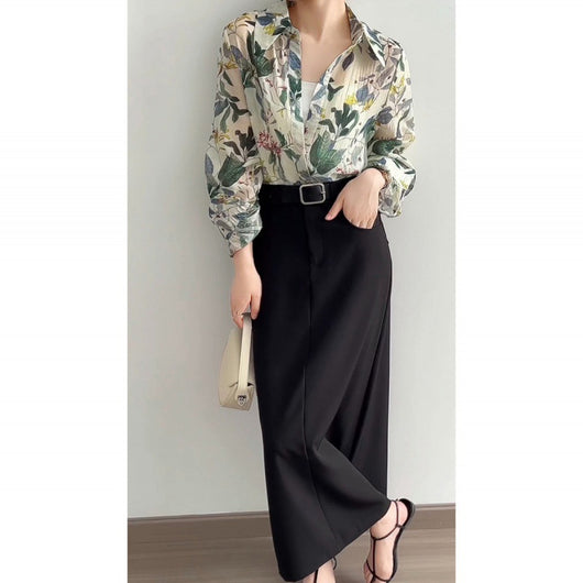 Camisa Suelta con Solapa Estampada - Transpirable para Primavera y Verano - Image 10