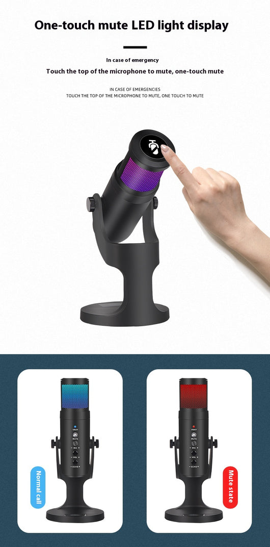 Micrófono Condensador USB con Luz Ambiental RGB Respirable - Image 11