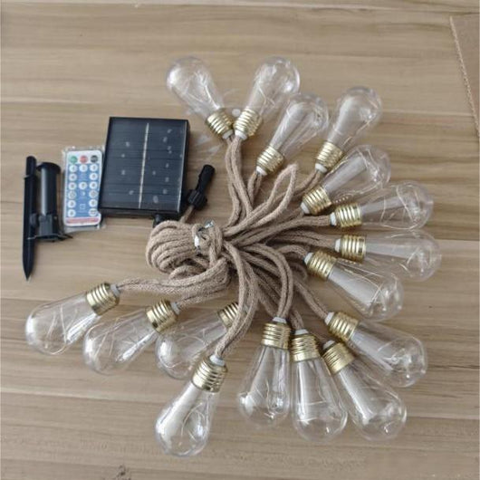 Cadena de Luces Solar Impermeable con Cuerda de Cáñamo para Camping y Decoración - Image 5