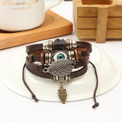 Pulsera de Cuero Auténtico Tejida con Cuentas - Estilo Étnico Retro - Image 20