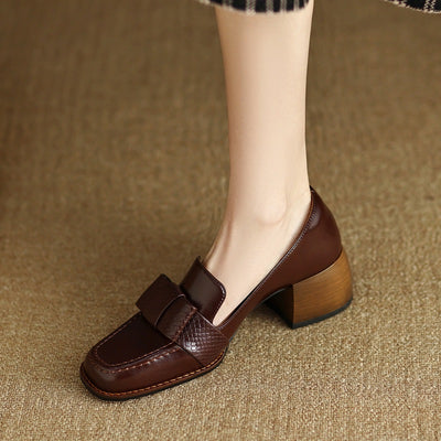 Zapatos Ejecutivos de Cuero Suave con Tacón Robusto