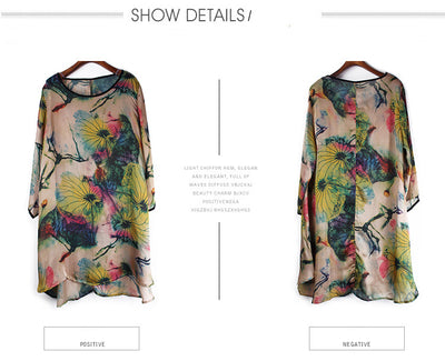 Traje Suelto de Seda Satinada Estampada con Cuello Redondo - Image 13