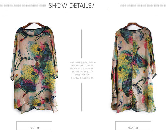 Traje Suelto de Seda Satinada Estampada con Cuello Redondo - Image 13