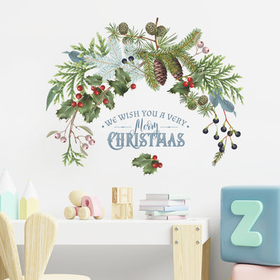 Adhesivo Decorativo Rama de Pino Navideño con Piñas para Ventanas y Paredes - Image 9