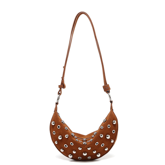 Bolsa Crossbody Retro con Remaches Acabado Metalizado Mate