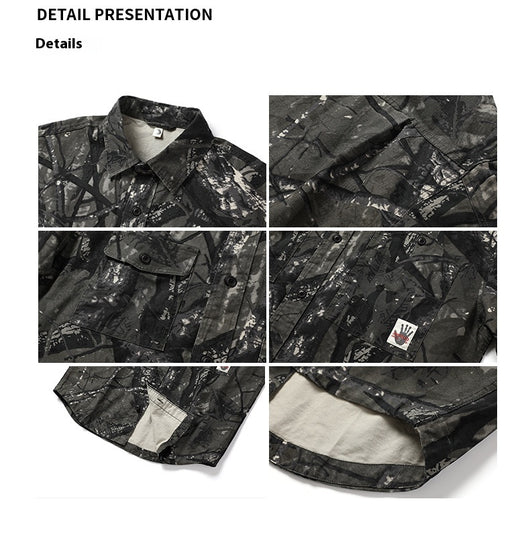 Camisa de Camuflaje Holgada de Manga Larga para Hombre - Image 11