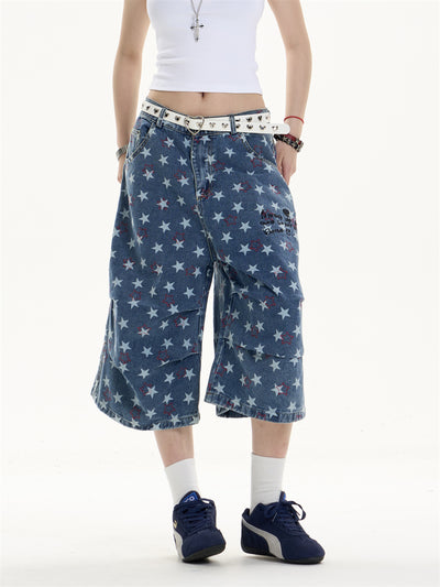 Pantalón Denim Estampado Crop Ancho y Suelto - Image 12