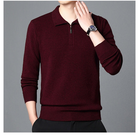 Suéter de Lana 100% Premium con Cuello Solapa - Manga Larga Tejida para Hombre - Image 26