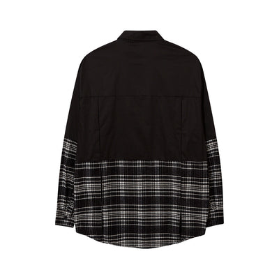 Camisa Manga Larga Cuadros Patchwork con Cadena para Hombre - Image 9