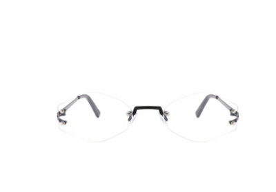 Retro oval vintage sunglasses with orange hexagonal lenses and gold-tone metal temples, held by a hand. - Image 9