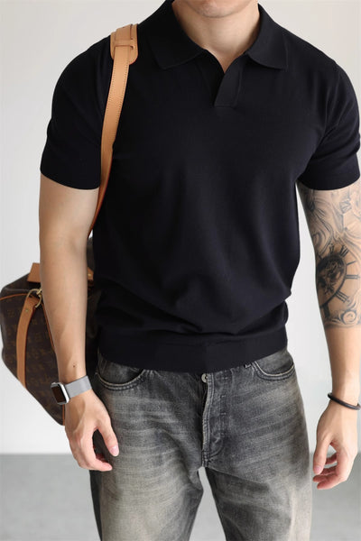 Suéter Tipo Polo de Seda Helada para Hombre - Diseño Sofisticado y Fresco - Image 29