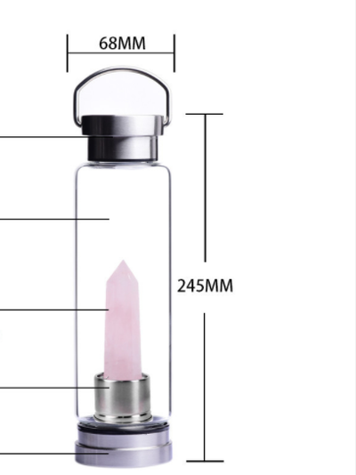 Botella de Agua Vaso Deportivo de Vidrio con Piedras Energéticas - Image 10
