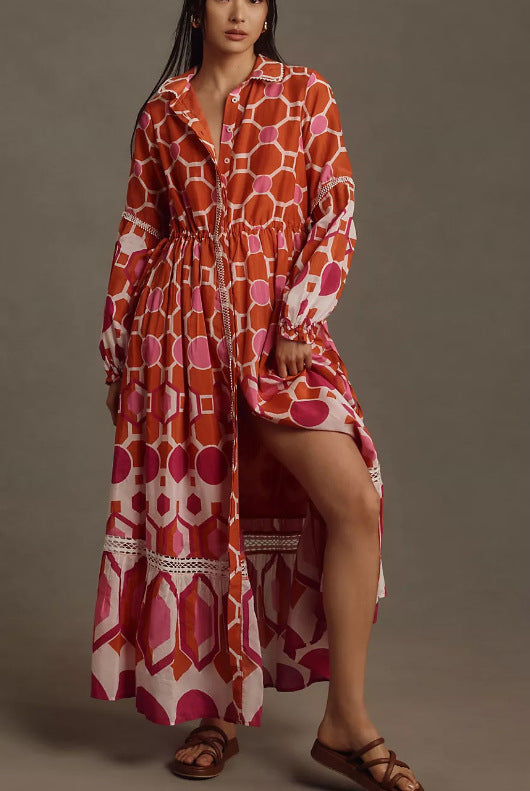 Vestido Camisero Floral de Manga Larga para Mujer - Image 8