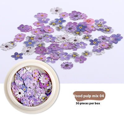 Stickers de Uñas con Flores de Pulpa de Madera - Accesorios DIY para Nail Art - Image 9