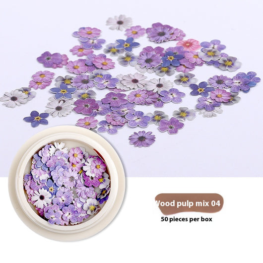 Stickers de Uñas con Flores de Pulpa de Madera - Accesorios DIY para Nail Art - Image 9