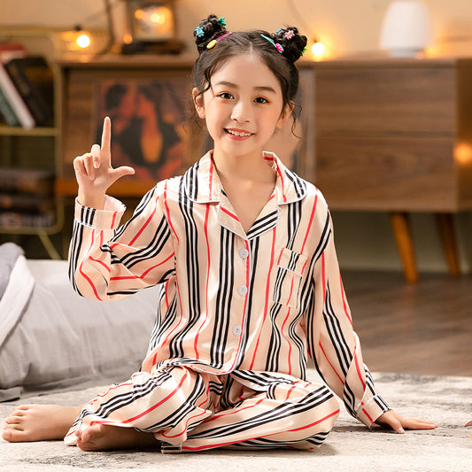 Pijamas Infantiles de Seda Simulada - Conjunto Cómodo para Niños y Adolescentes - Image 2