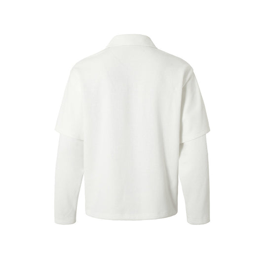 Playera Suelta con Diseño de Cuentas Abstractas y Solapas para Hombre - Image 2