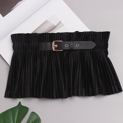 Falda Plisada Terciopelo Retro con Diseño de Hebilla Otoño-Invierno - Image 9