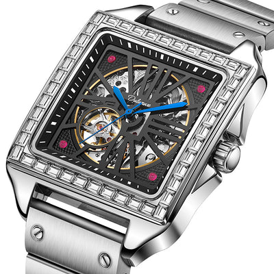 Reloj Automático de Diseño Cuadrado con Diamantes - Image 4