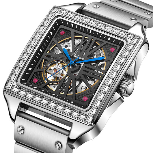 Reloj Automático de Diseño Cuadrado con Diamantes - Image 4