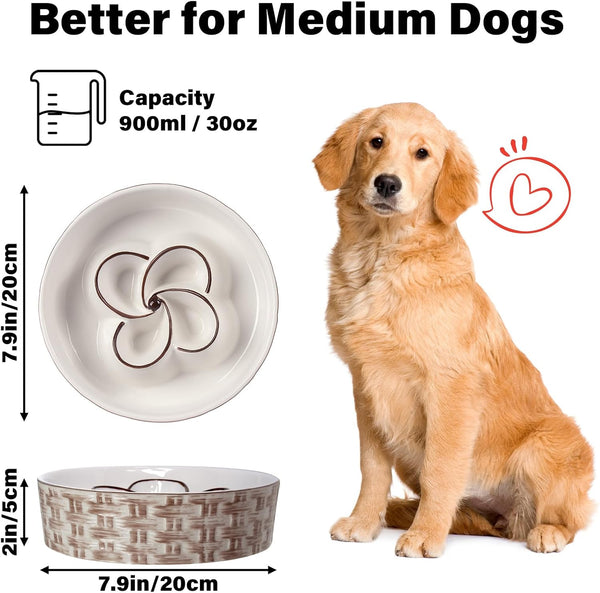Comedero Lento de Cerámica para Perros Medianos y Grandes - Antideslizante