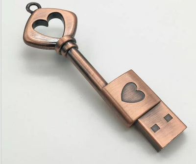 Llavero Pendiente Almacenamiento USB en Forma de Corazón Bronce - Image 11
