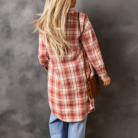 Abrigo Camisero Cuadros para Mujer - Largo Medio - Image 2