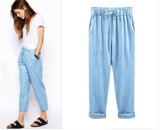 Pantalones de Lino Sueltos y Ligeros para Mujer - Image 7