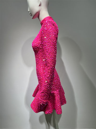 Vestido de Fiesta Rojo Rosado con Espalda Descubierta y Lentejuelas - Image 14