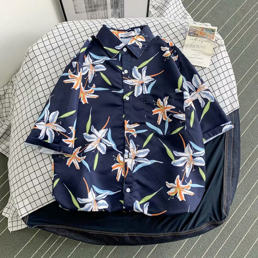 Camisa Suelta Estampada de Manga Corta para Hombre - Image 64
