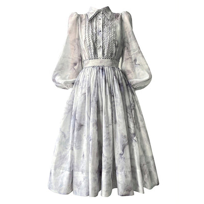 Vestido Camisero con Mangas de Encaje Burbuja - Image 7