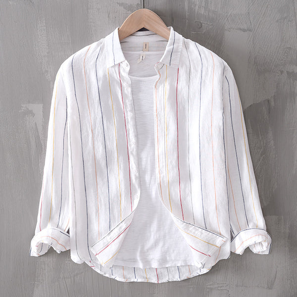 Camisa Casual de Rayas para Hombre - Manga Larga
