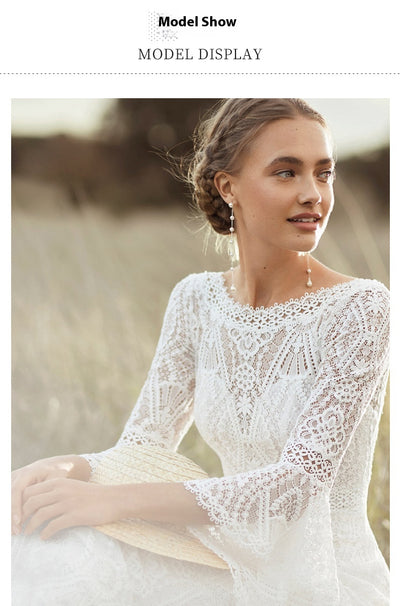 Vestido de Novia Bohemio Retro con Encaje Ligero - Image 6