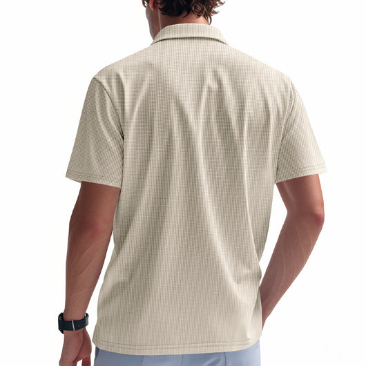 Polo Deportivo Hombre Cuello V Tejido Waffle Manga Corta Suelta - Image 21