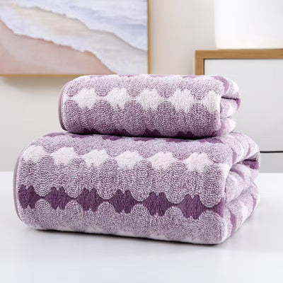 Juego de Toallas de Terciopelo Velour con Rayas Contrastantes - Image 6
