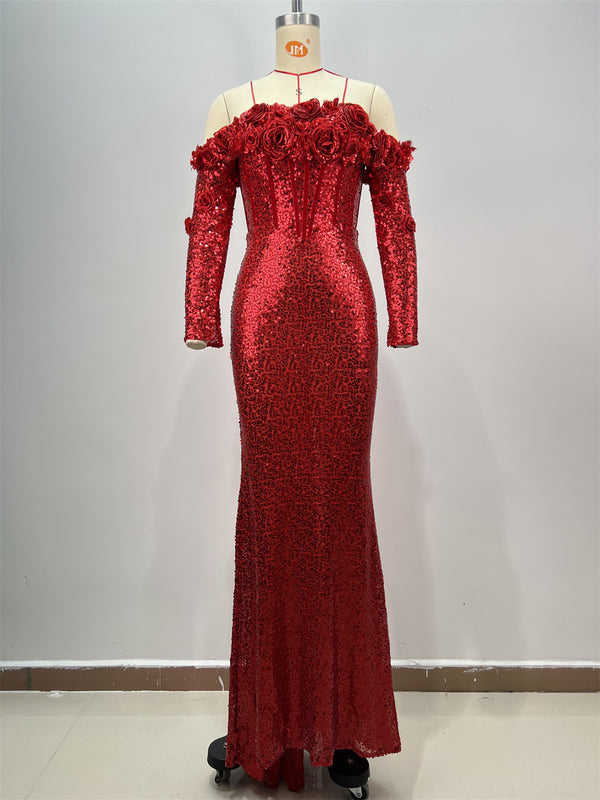 Vestido Largo Ajustado con Lentejuelas para Mujer - Image 6