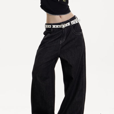 Jeans Retro Americano Desgastado Mujer Corte Recto Holgado