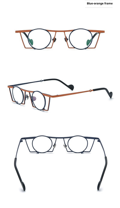 Gafas Retro Redondas de Titanio Puro con Combinación de Colores - Image 13